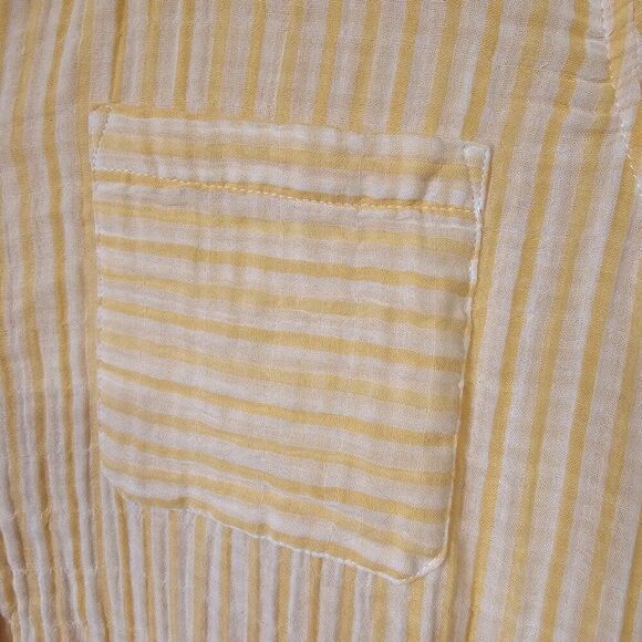 EUC TIME AND TRU YELLOW WHITE STRIPED COTTON BUTTON DOWN LONGSLEEVE SHIRT XL WMN - Picture 4 of 13